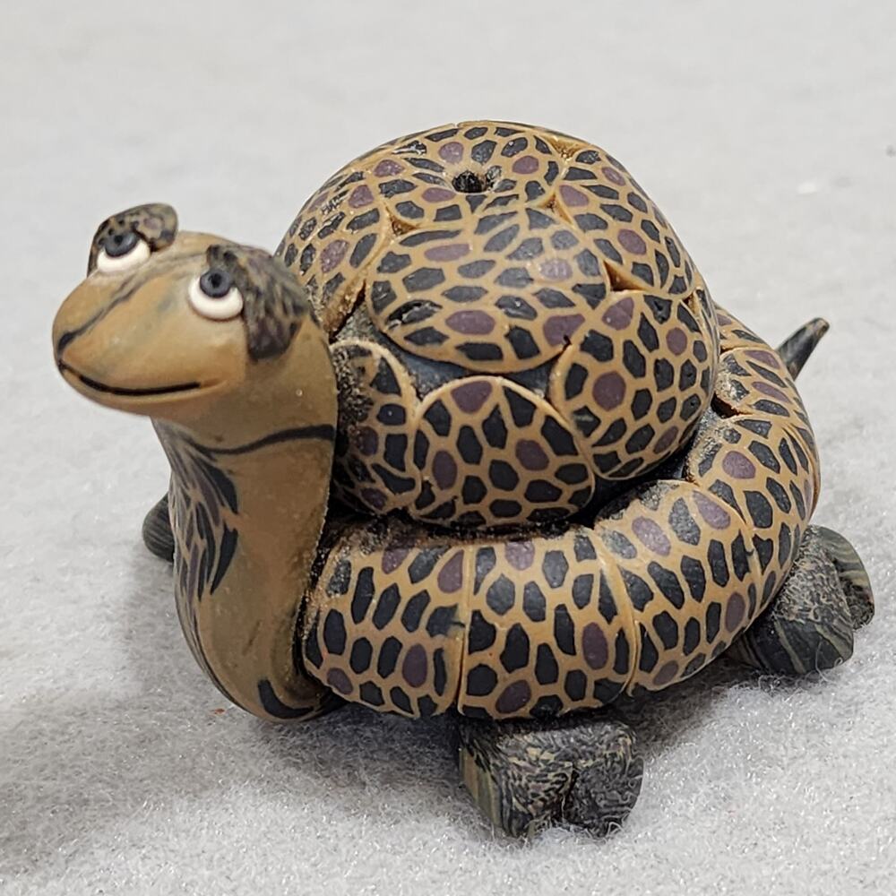 Vintage Polymer Clay Turtle Incense Single Stick Holder Burner Censer 1.5"x2"